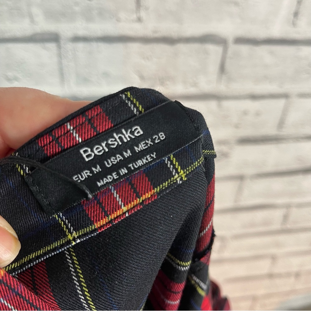 BNWT Bershka Tartan Check Dark Academia Midi Pinafore Wiggle Pencil Dress M / 10 - Picture 4 of 5